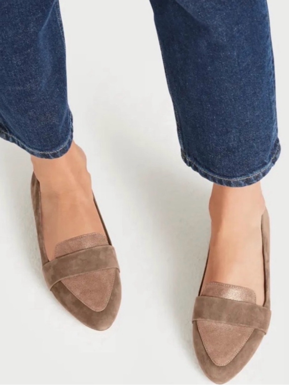 Used Birdies Taupe Pointed-Toe Loafers
